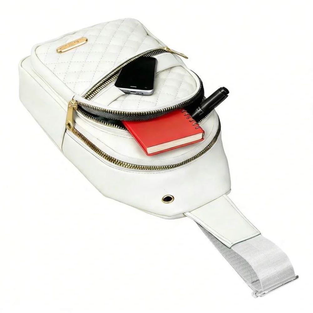 White‎ Quilted Crossbody Bag